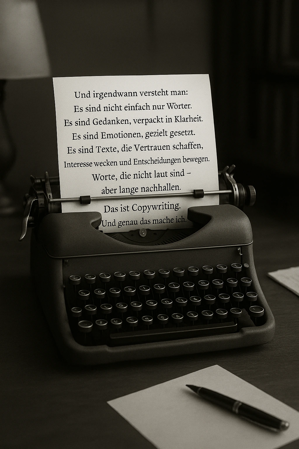 Texter arbeitet an einem Textentwurf am Computer