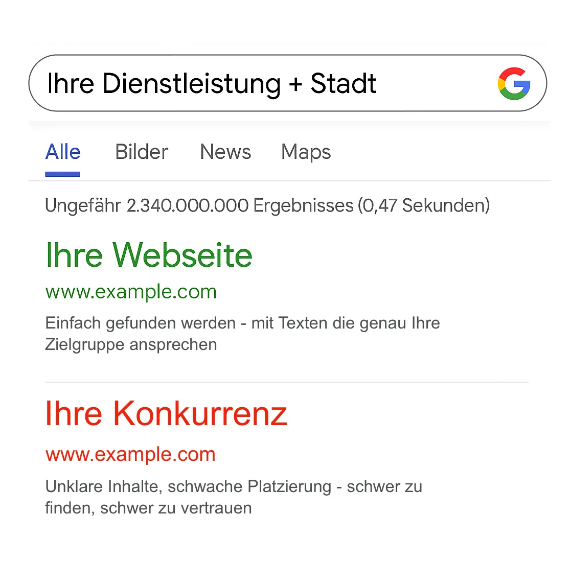 Google Suchergebnisse Screenshot